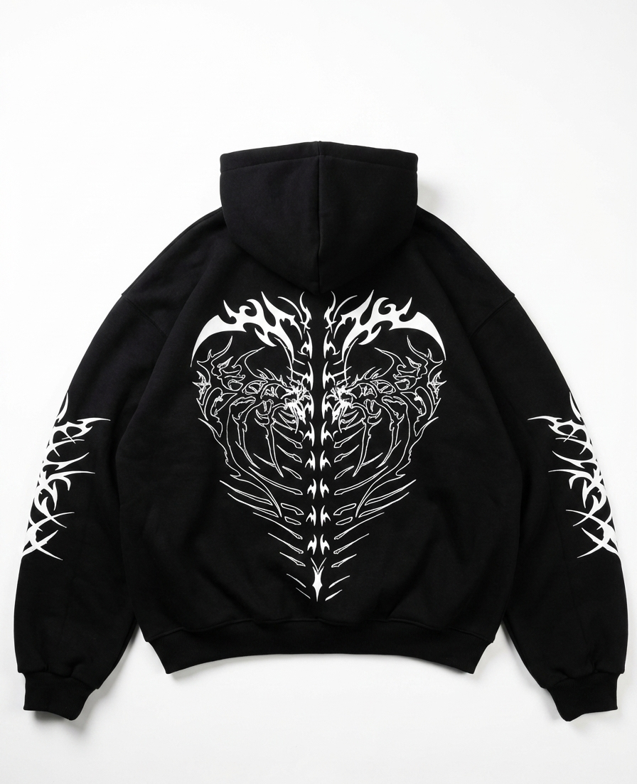 PHANTOM VORTEX Cyber-Tribal Oversized Hoodie