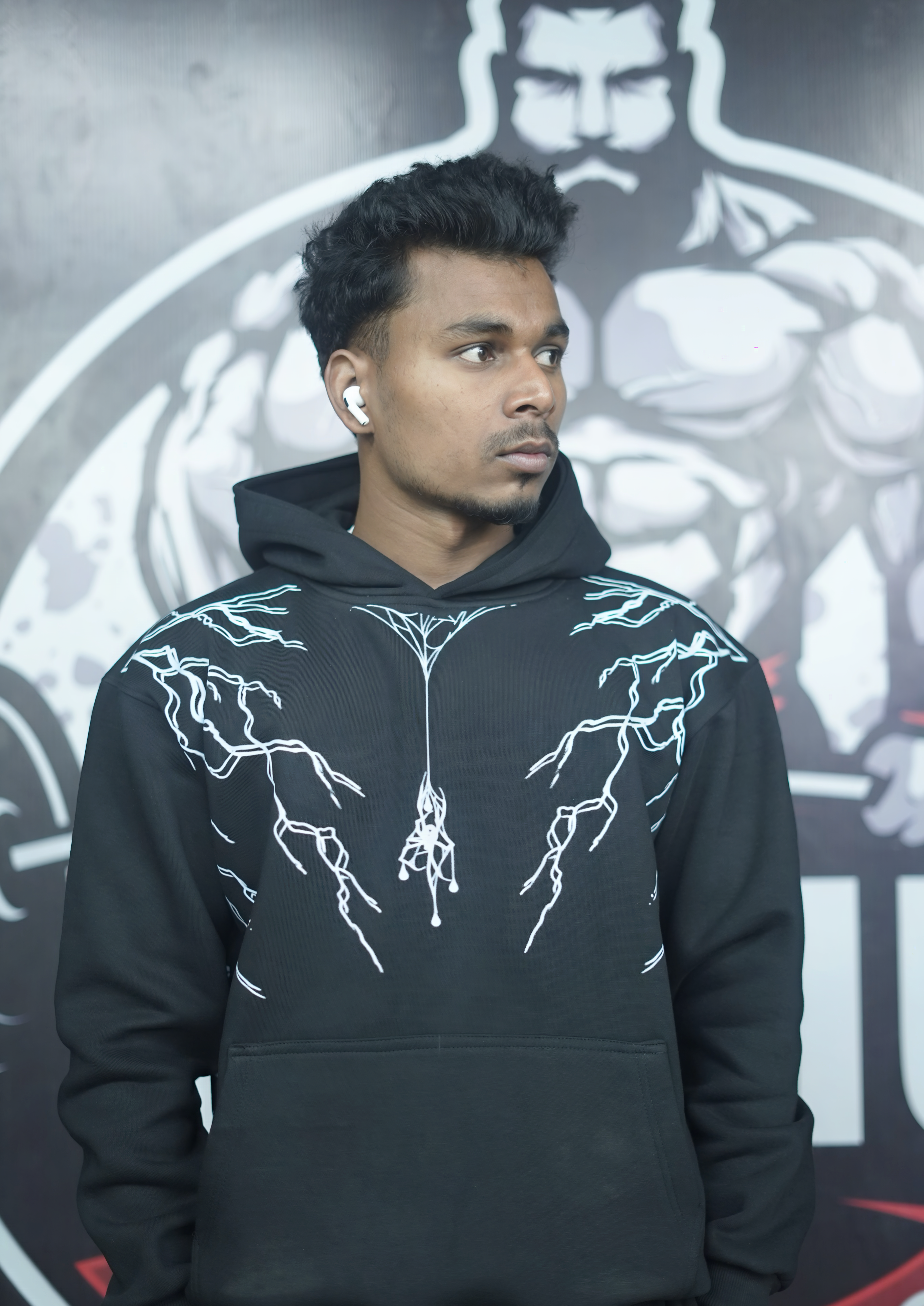KalkiKulture Thunder Web Anime Hoodie – Screen Printed Electric Design
