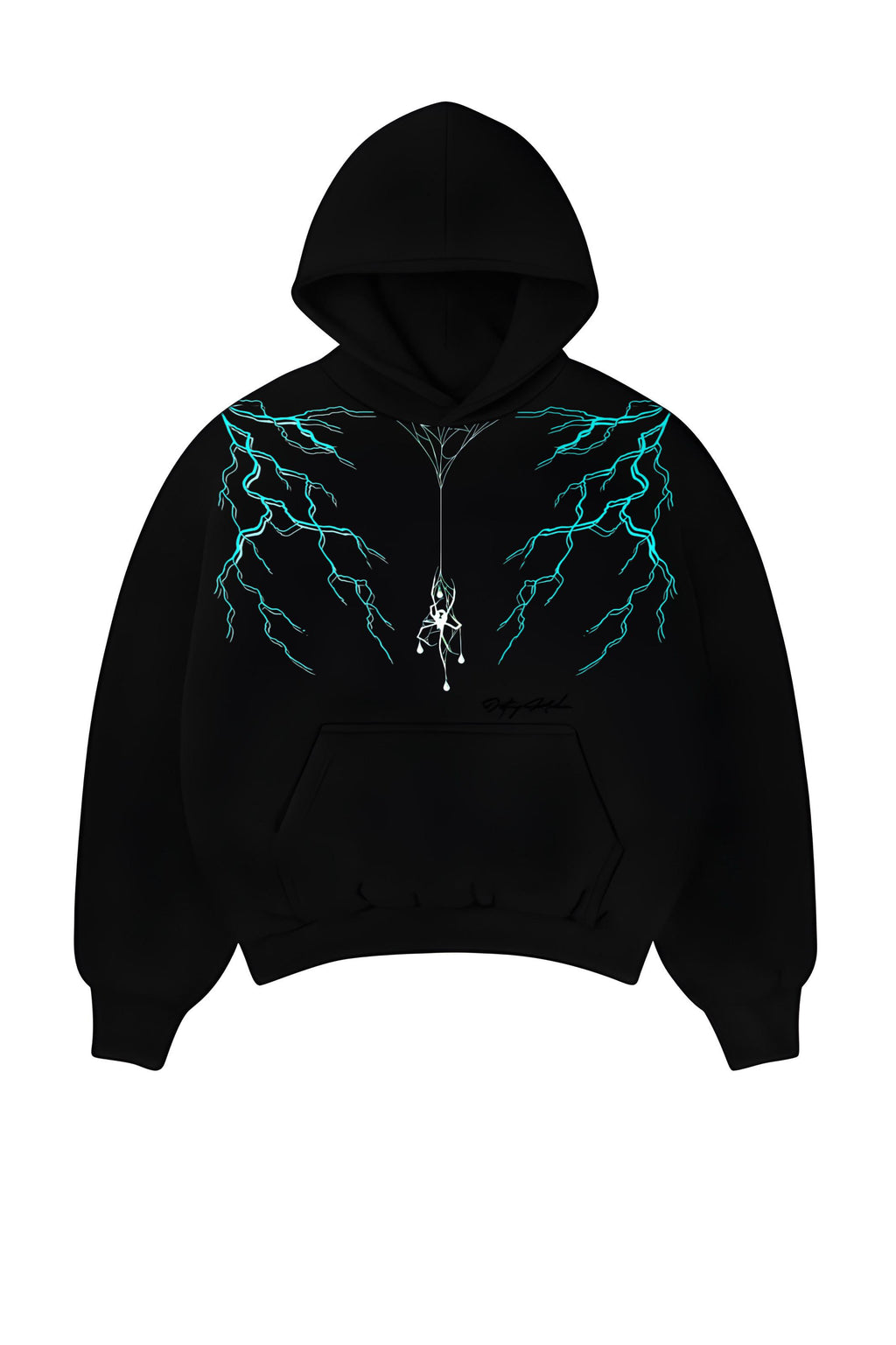 KalkiKulture Thunder Web Anime Hoodie – Screen Printed Electric Design